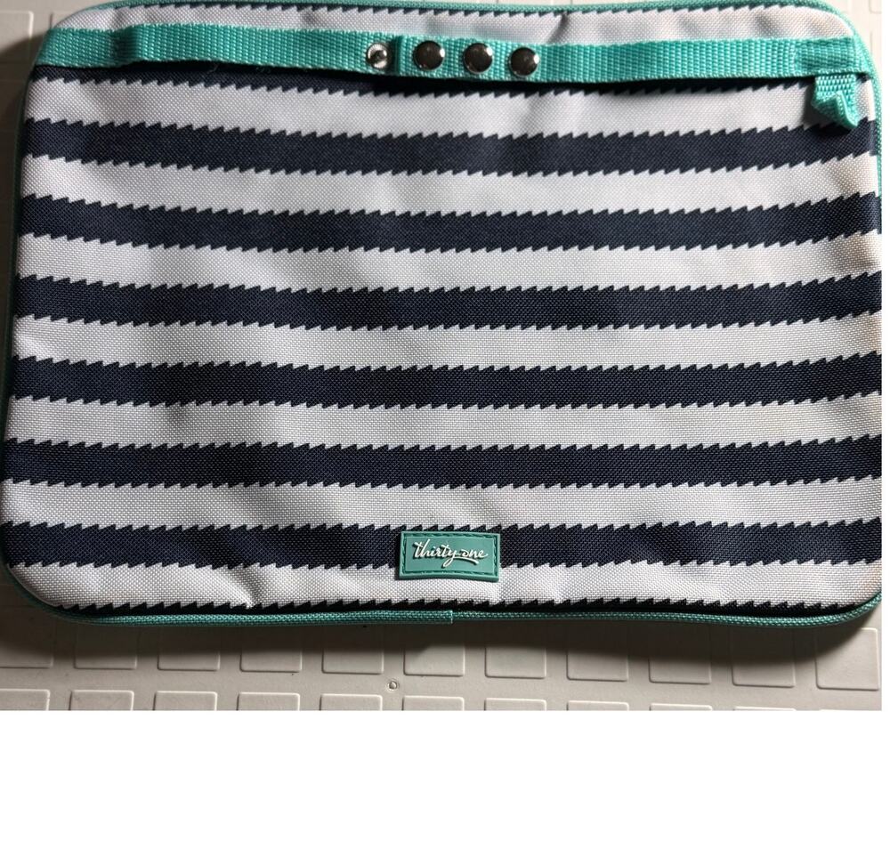 Thirty-One Pocket-A-Tote Navy Wave Zigzag Stripe Organizer Pouch 927A